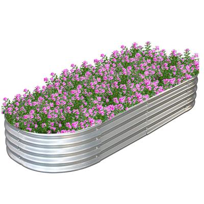 China Dropshipping Modern Galvanized Metal Planter Box Steel Flower Bed Large Garden Box Raised Garden Kit Planter Garden Plant Beds for sale