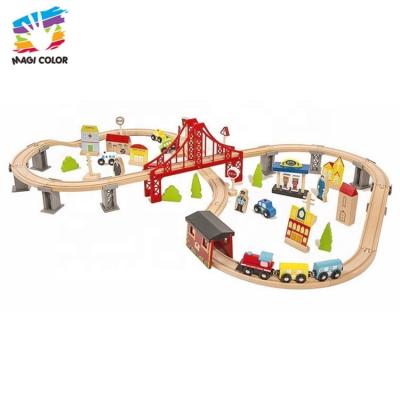 China Slot Toy Ready To Ship Preschool Toy Railway Wooden Train Set For Children W04C073 for sale