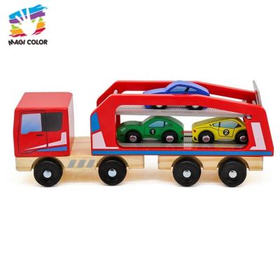 China For Kids Play Ready To Ship Educational Children Wooden Toy Trucks With Trailers W04A413 for sale