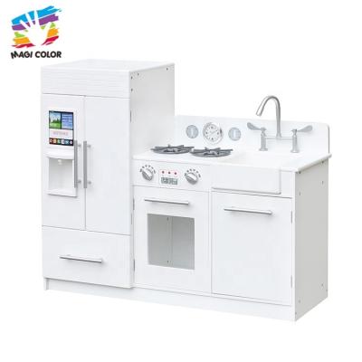 China Pretend Play Set Ready To Ship Large Wooden Kids Play Kitchen In White W10C370D for sale