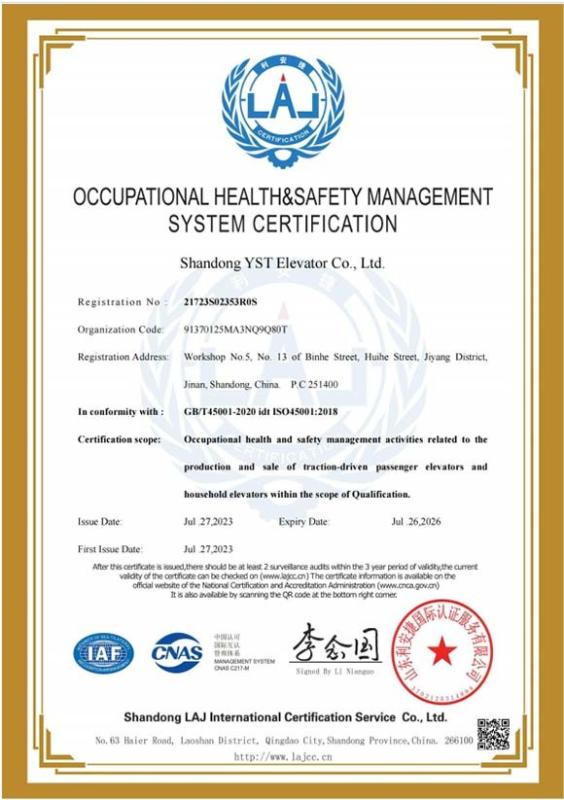 OCCUPATIONAL HEALTH&SAFETY - Shandong Screw Elevator Co.,ltd.