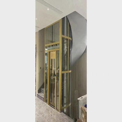 China Semi Circle Home Elevator Gearless Traction 400 Kg Center Opening for sale