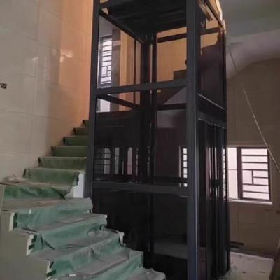 China Elegante cabine de aço inoxidável compacto elevador hidráulico para casa com 5 paragens e 14,5 m de altura máxima à venda