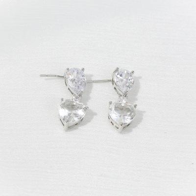 China Charming Zircon Plated Heart Shaped Earrings With Cute Stud Earrings for sale