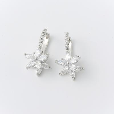 China Charm simple design popular elegant zircon activity petal shape earrings for wedding party for sale