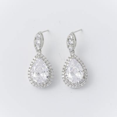 China Charm Zircon Dangle Earrings Bride's Jewelry Wedding Teardrop Earrings for sale