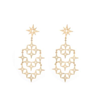 China Charm Custom Design Gold Plated Five-pointed Star Earrings Brass Ladies DIY Earrings for sale