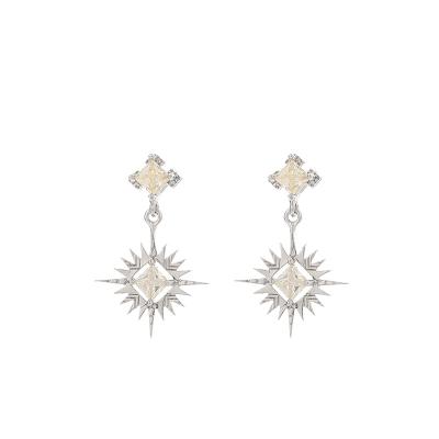 China Charm Factory Supply Sterling Silver Zircon Stud Earrings Gold Plated Accessories Brass Earrings for sale