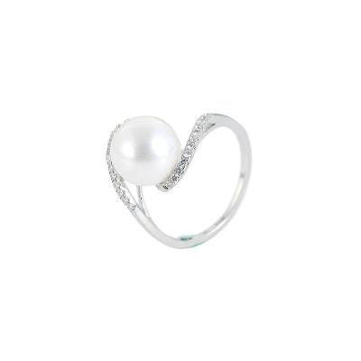 China FASHIONABLE Ladies Hollow Out Finger Ring Freshwater Pearl Wedding Jewelry for sale