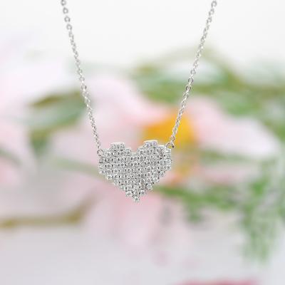 China High Quality Elegant Charming Women Chain 925 Sterling Silver Heart Shaped Diamond Party Necklace Set for sale