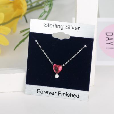 China Hot Sale Elegant Charming Women Chain 925 Sterling Silver Heart Shaped Diamond Party Necklace Pendant Jewelry for sale