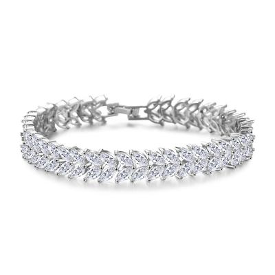 China CLASSIC Popular Classic Women Double Row Willow Leaf Luxury Bracelet With Zircon for sale