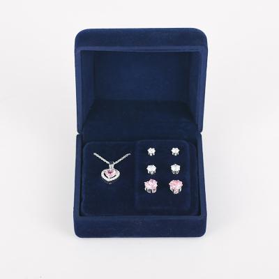 China Charm Heart Shape High Quality Pink Zircon 925 Silver Chain Necklace Packed by Velvet Box with LED Induction Lamp for sale