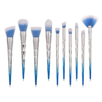 China hot sale 10 skin-friendly Diamond Handle Plastic Makeup Brushes set for sale