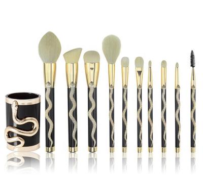 China wholesale custom skin-friendly 10PCS Serpentine Makeup Powder Brushes Foundation face makeup brush set for sale