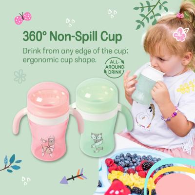 China OEM Infant Drinking Water Sippy Cup 360 Degree Training Non Spill Feeding Cups for sale