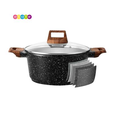 China Sustainable Wholesale Granite Stone Coating ESLITE LIFE 5 Quart Nonstick Cooking Soup And Stock Pots With Lid for sale