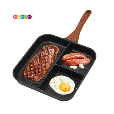 China Rustic Multi Grill Barbecue Pan With Pan Non Stick Grill Pan With Nonstick 3section for sale