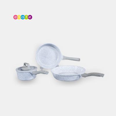 China HIGH SUSTAINABLE Granite Cookware Pot Set Non Cast Aluminum Stick Cookware Set for sale