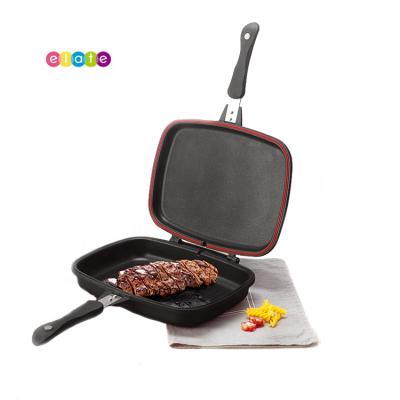 China General Viable Gas and Induction Cooker Frying Pan Double Side Non Stick Grill for sale