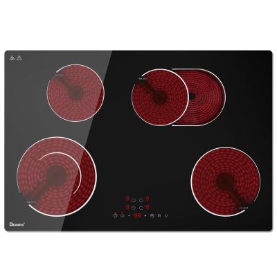 China Electric Cooktop 4 Burners 220V Ceramic Cooktop 30 Inch Glass Cooktop 7200W for sale