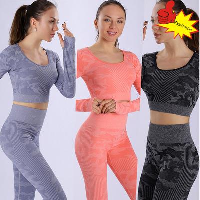 China Wholesale ANXIN XUEYU Autumn New Sports Bra Set Breathable Fitness Pants Breathable Yoga Suit Women Seamless Wear Long Sleeve for sale