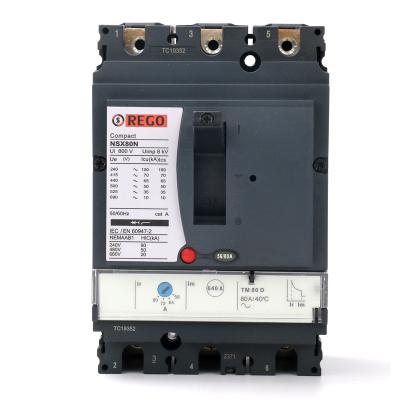 China New Arrival 56to80a Cast Case Circuit Breaker 3 Pole 50/60 Durable Circuit Breaker NSX80N for sale