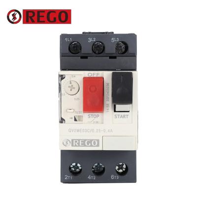 China REGO GV2ME03C MPCB Thermal Magnetic Breaker 0.25A-0.4A 3P 3pole Motor Protection Three Phase Circuit Breaker GV2-ME for sale