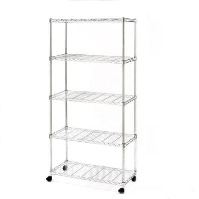 China Sustainable Wholesale Custom Adjustable Indoor Heavy Duty Metal Wire Steel Shelving With Wheels for sale