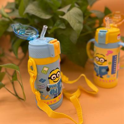 China PORTABLE Insulation Cup Set Powder 350ml Flange Handle PP Silicone Shell A Yellow Blue Thermos Cup With Good Texture for sale