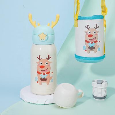 China Creative PORTABLE Antler Kids Water Cup Cartoon Cute Water Bottle 316 Stainless Steel Outdoor Portable Custom Logo Mug for sale