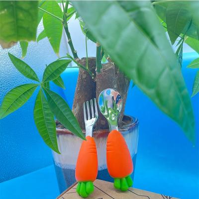 China BPA Free Children's Cartoon Design Baby's Favorite Fork and Spoon Set Stainless Steel Spoon and Fork Baby for sale