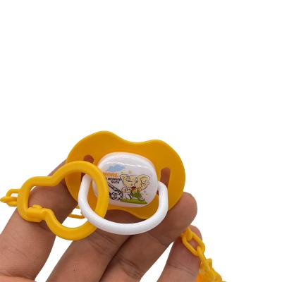 China 2021 New BPA Free Pacifier Cartoon Shape Food Grade Safety Silicone Animal Pacifier With Baby Chain Pacifier for sale