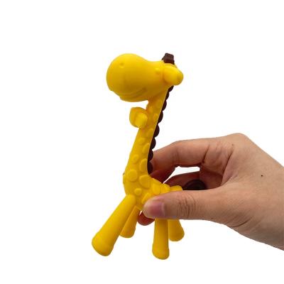 China 2021 100%food grade silicone Teether giraffe shape BPA free new safe soft silicone baby teether for sale