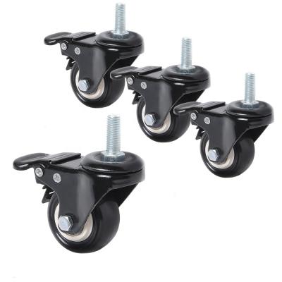 China Modern Low Price China 2 Inch PU Screw Swivel Furniture Caster Double Bearing Wheels With Cutouts for sale