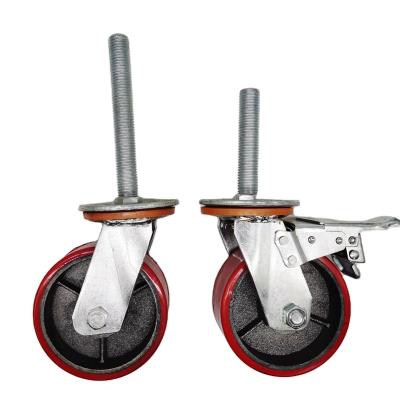 China Screw Rod M16 / M20*30 /60 /100 Threaded Rod Locking Heavy Duty 2 Ton Industrial Caster Wheels Scaffolding Caster For Building Material for sale