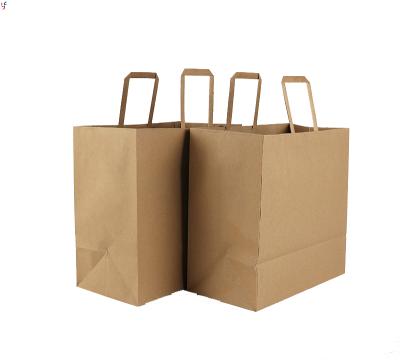 China Recyclable Wholesale Custom Restaurants Branded Bulk Craft Brown Paper Bags For Small Food Caterer for sale