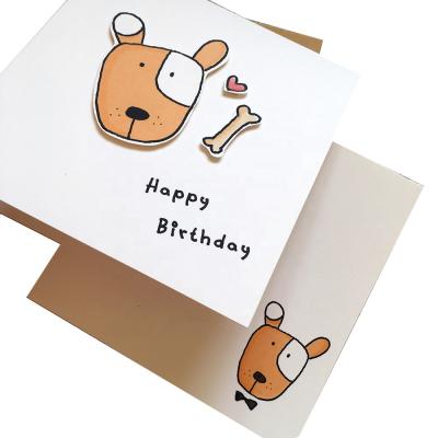 China Europe Custom Made Dog Birthday Greeting Card Handmade Card Badge Printing Card for sale