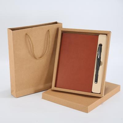 China Eco-Friendly Custom PU Leather Journal Notebook A5 Leather Business Planner Notebook and Pen Set for sale