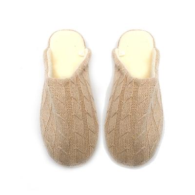 China Fashion Trend Women's Soft Cable Knit Slippers Soft Plush Faux Fur Collar Memory Foam Fuzzy House Shoes Anti-Skid Indoor /Outdoor for sale