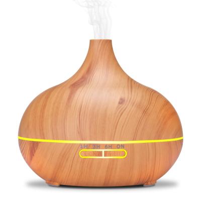 China 550ml Hotel Aromatherapy Essential Oil Diffuser Wood Grain Remote Control Ultrasonic Air Humidifier Cool Mister with 7 Colors LED Light for sale