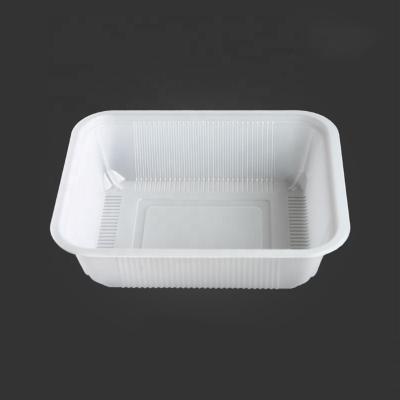 China Disposable White Microwavable Food Packaging RPP/PP Preservation Meat/Crayfish Packaging Blister Plastic Tray For Food for sale