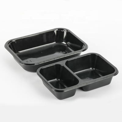 China Disposable Food Packaging CPET Black Compartment Microwave / Blister Food Container Meal Baking Packing Tray for sale