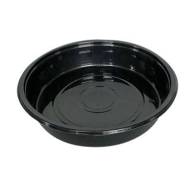 China Disposable round food airline meal tray baking/microwave/oven food packaging black cpet blister container for sale