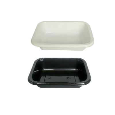 China Food Packaging Black Plastic Airline Meal Tray Food Container Cpet Disposable White Dinner Dishes for sale