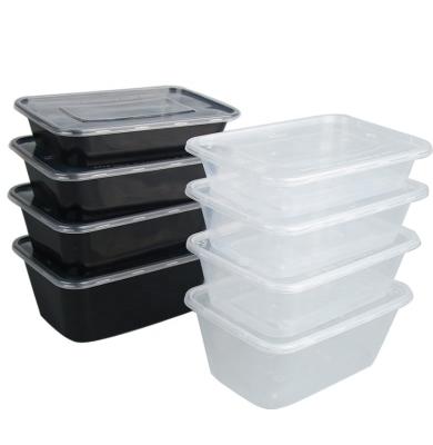 China Food Container Bento PP Microwavable Microwavable Disposable Plastic Black Square Eco Friendly Lunch Box for sale