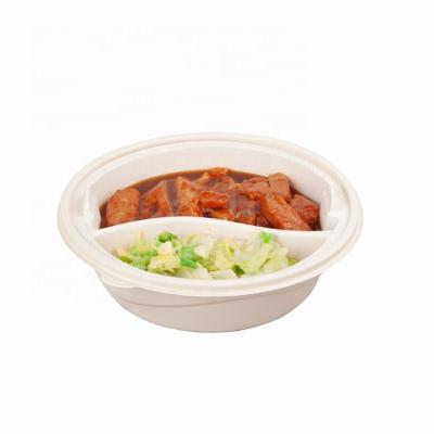 China Eco-friendly degradable food packaging microwavable biodegradable food container round cornstarch takeout food bowl for sale