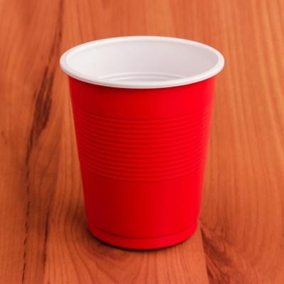 China Custom Made American Style 180ml Cold Beer Drink White Red White Disposable Water Glass Viable For Party Colored RPP/PP Plastic Wine Cup for sale