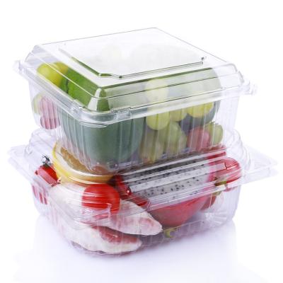 China Recycled Packaging Boxes RPET/PET Dragon Container Transparent Square Clamshell Custom Materials Disposable Plastic Blister Fresh Fruit Fruit for sale