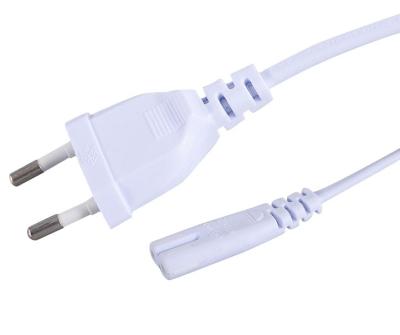 China 2 Prong Underground EU Power Cord with Premium Quality Copper Wire Core - Non-Polarized for Satellite, CATV, Game and Sony White, Power Cable for sale